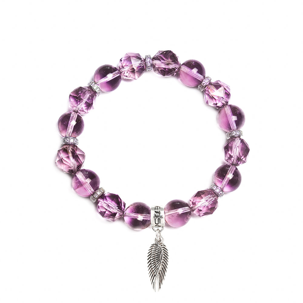 Bead Bracelet | Charm | Amethyst Wings