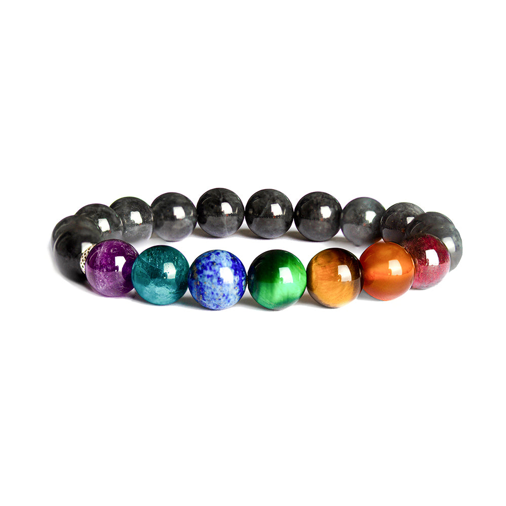 Victoriaenso Chakra Healing Bracelets featuring natural gemstones such as Garnet, Carnelian, Tiger Eye, Aquamarine, Lapis Lazuli, Amethyst, and Aventurine to promote balance and harmony in your life