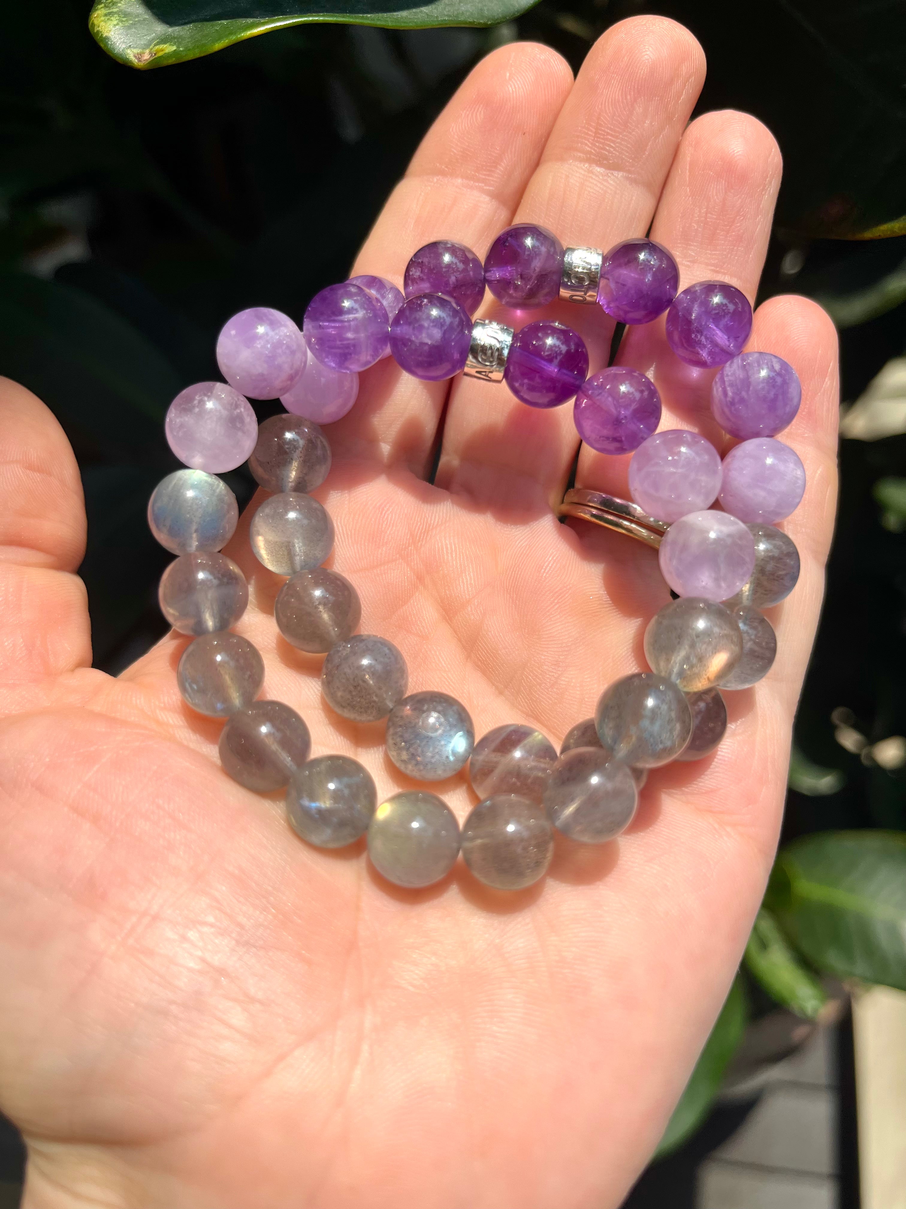 Labradorite and Amethyst Gradient Colour Bracelet