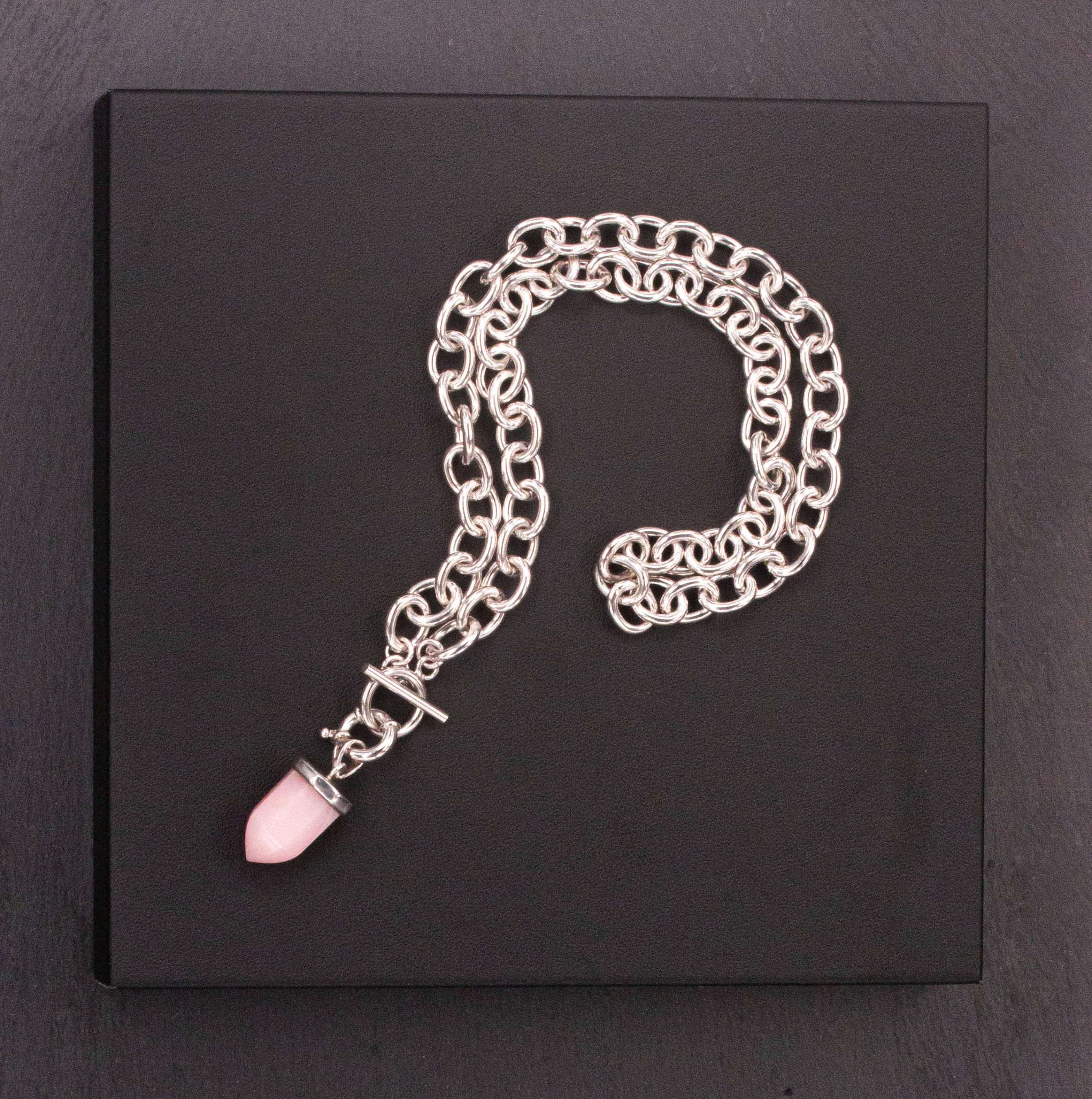 Chain Necklace | Links | Pink Opal Pendant