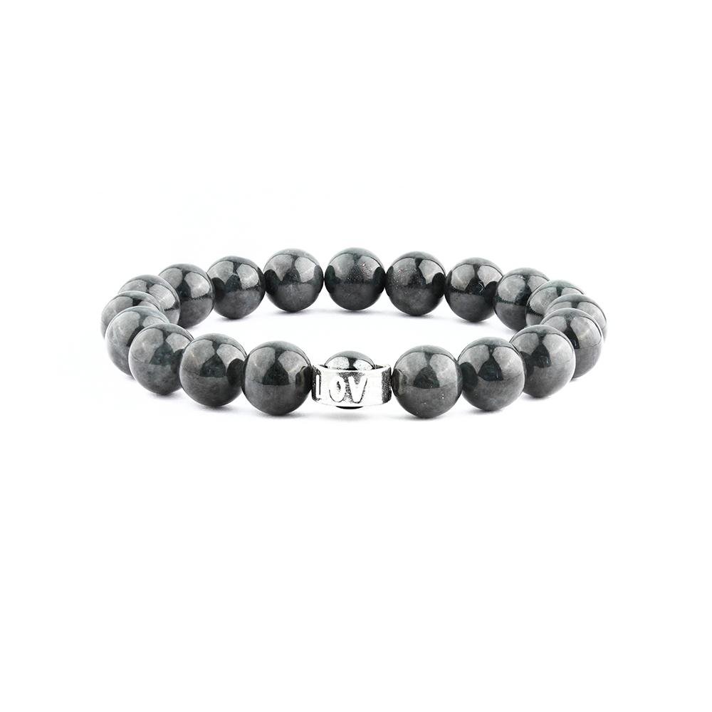 ictoriaenso signature 925 Silver Love Bead Design with Black Jade - for love, wealth, and health. Gift for special someone - perfect for minimalistic look. 10mm size ideal for all occasions. Discover the power and magic of Black Jade today.