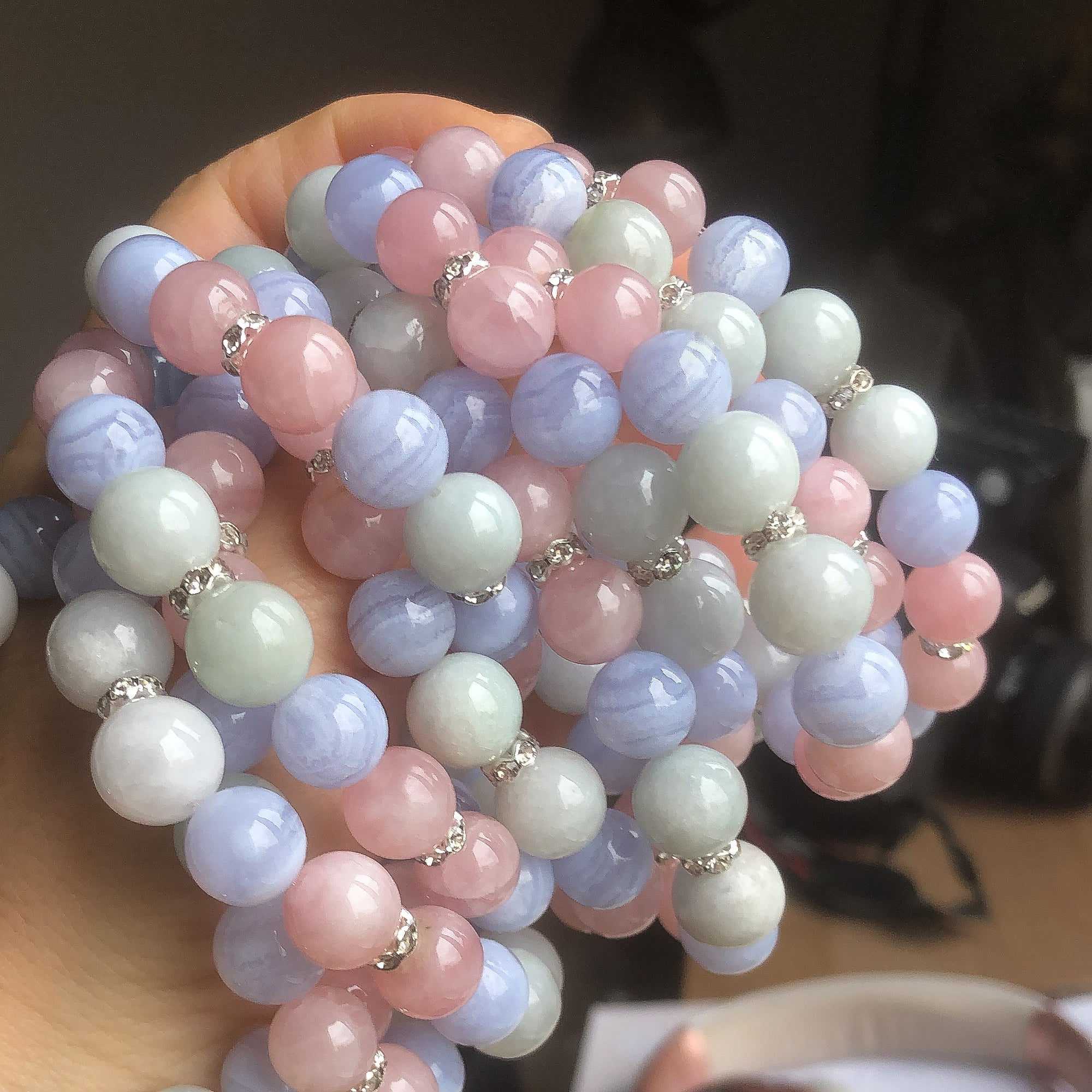 Bead Bracelet | Fancy | Jade Rose Quartz Blue Lace Agate