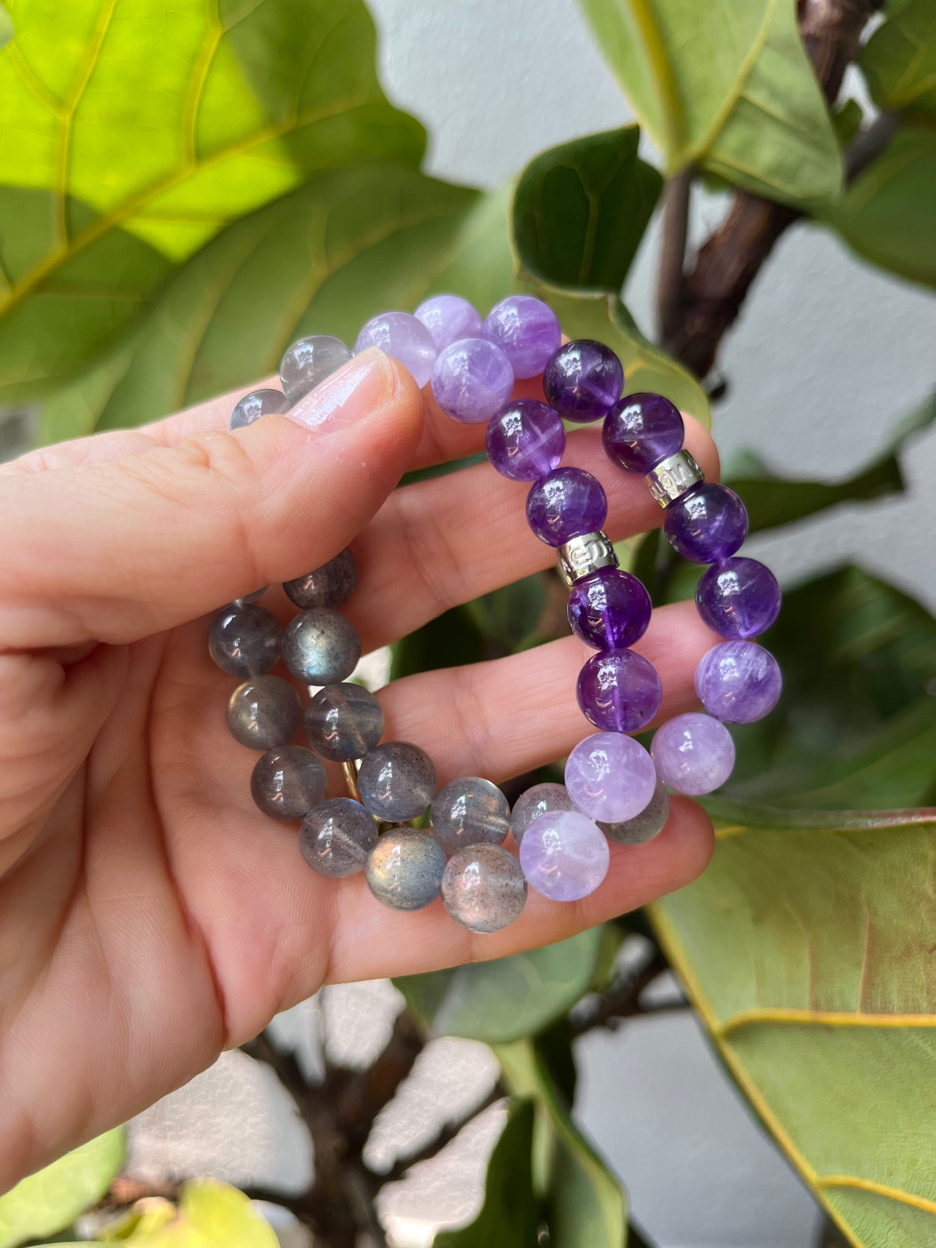 Labradorite and Amethyst Gradient Colour Bracelet