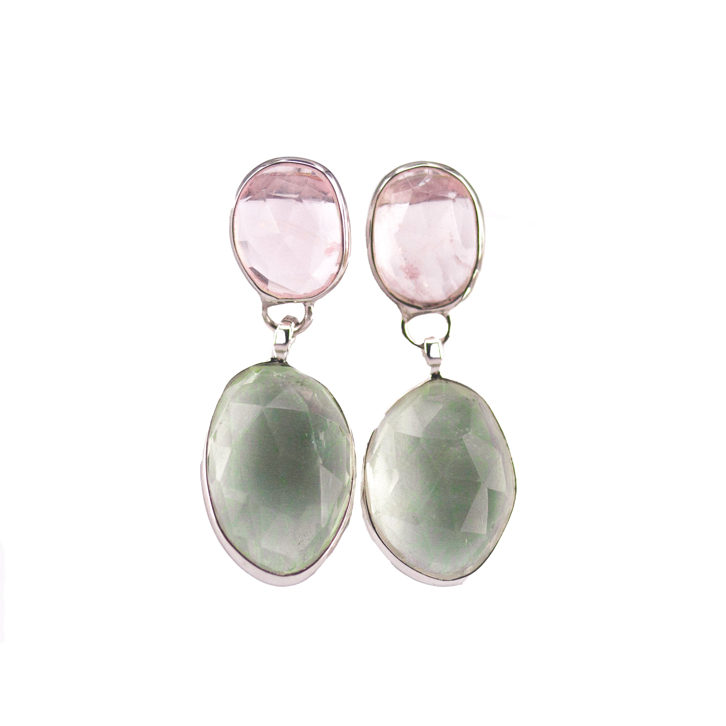 Earrings | Drop | Rose Quartz Green Amethyst