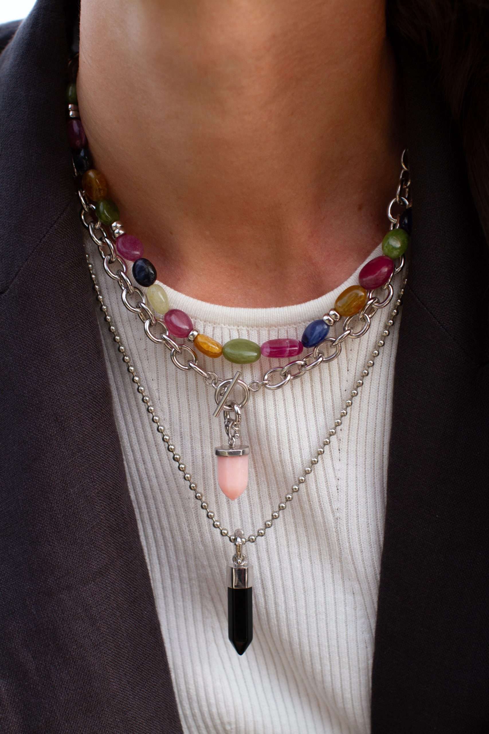 This bead necklace makes wearing sapphires simple and carefree